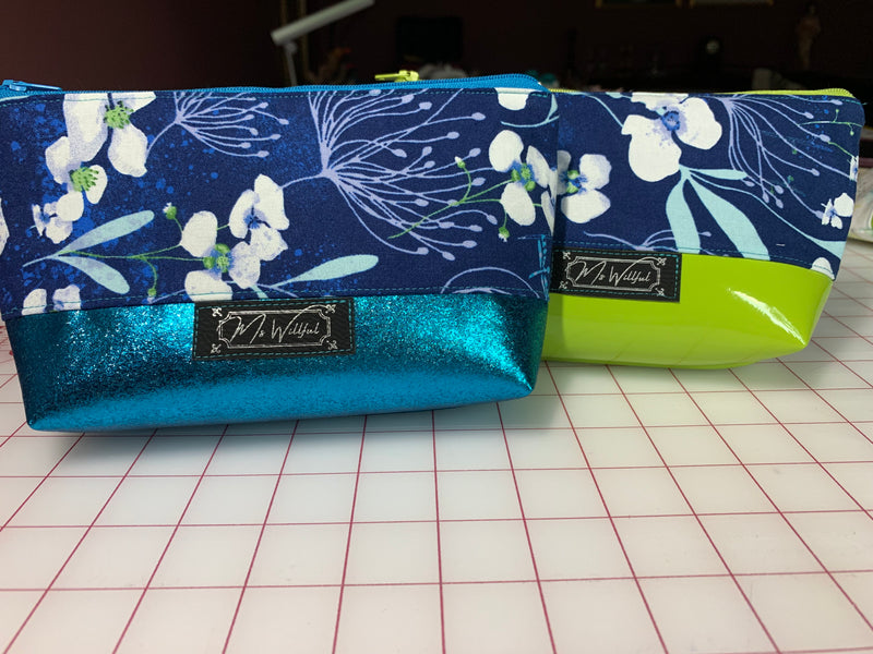 Lime and Navy Zipper Pouch