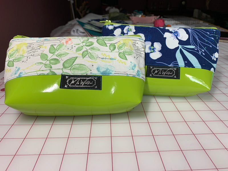 Lime and Navy Zipper Pouch