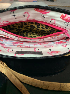 Leopard Print and Flamingo Wristlet