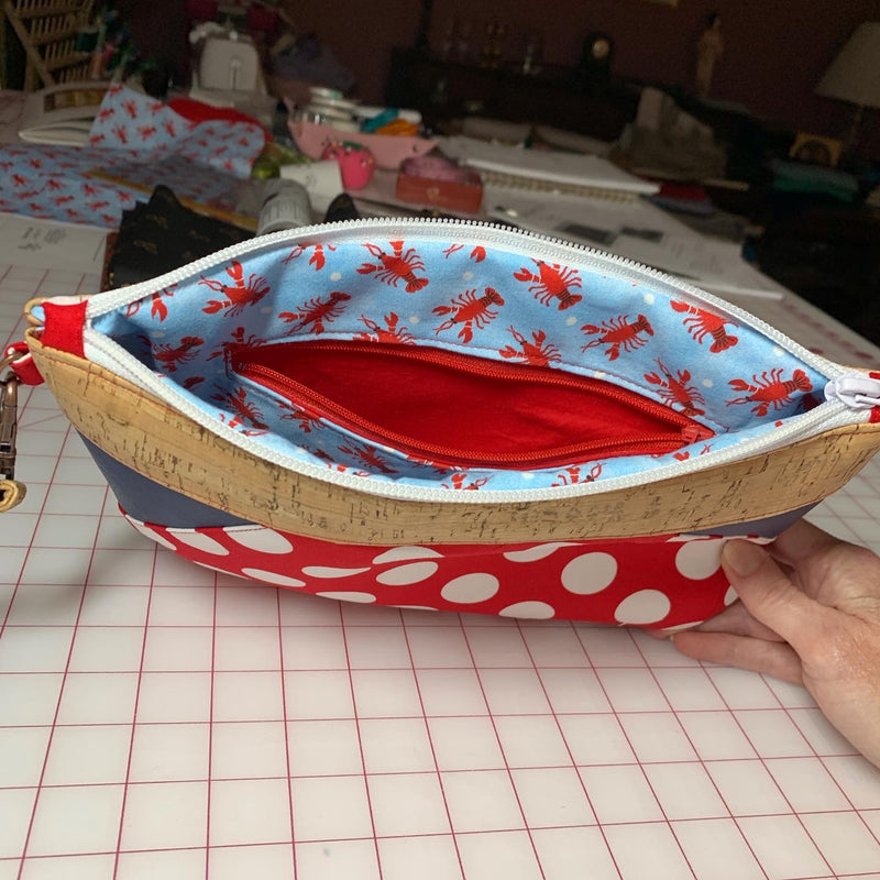 Red Polka Dot and Lobster Wristlet