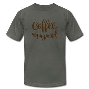 Coffee on My Mind Unisex Jersey T-Shirt by Bella + Canvas - asphalt