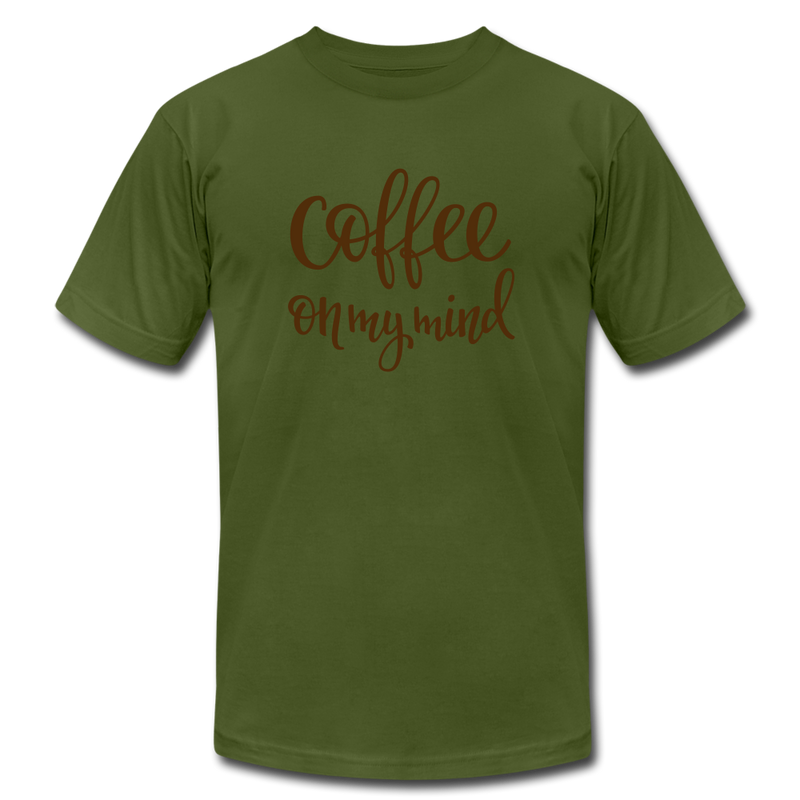 Coffee on My Mind Unisex Jersey T-Shirt by Bella + Canvas - olive